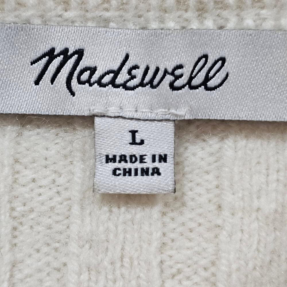 Madewell Cropped Ribbed Sweater Wool Blend Cream Mock Neck Size M - Picture 6 of 7